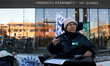 Odile Maurin, leader of Handi'Social, speaks to the press. The NGO Handi'Social calls for...
