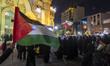A group of Iranian people participates in a gathering at Palestine Square to celebrate the...