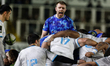 Callum Chick of Newcastle Falcons gives encouragement to his players during the European R...