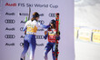 Sofia Goggia (ITA) with Atomic skis holds the first position, and Federica Brignone (ITA)...