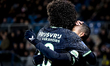 Feyenoord Rotterdam midfielder Calvin Stengs and forward Igor Paixao celebrate a goal duri...