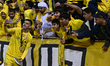 Nicolas Gimenez of Al Wasl FC takes a selfie with fans after winning the Super Shield of t...