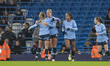 Rebecca Knaak of Manchester City W.F.C. celebrates her goal during the Barclays FA Women's...