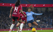 Mary Fowler #8 of Manchester City W.F.C. takes a shot at goal during the Barclays FA Women...