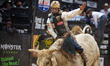 Texas Rattler's bull rider Callum Miller competes during PBR: Unleash the Beast at Toyota...