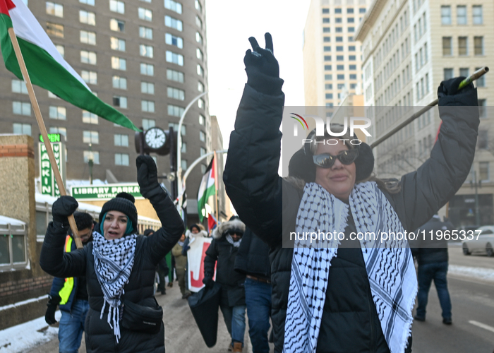 Palestinian Community In Edmonton Celebrates Israel-Hamas Ceasefire In -25C Cold