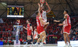 Michael Forrest participates in the match between Eetra Pistoia Basket and Openjobmetis Va...