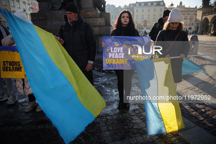 Protest In Solidarity With Ukraine In Krakow, Poland