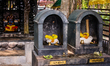 Hindu deities are at the Sree Kallely Oorali Appooppan Kavu in Kalleli, Pathanamthitta, Ke...
