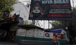 A billboard in Mexico City, Mexico, on January 24, 2024, reportedly promotes disinformatio...