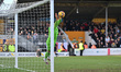 Goalkeeper Christy Pym of Mansfield saves from a free kick during the Sky Bet League 1 mat...