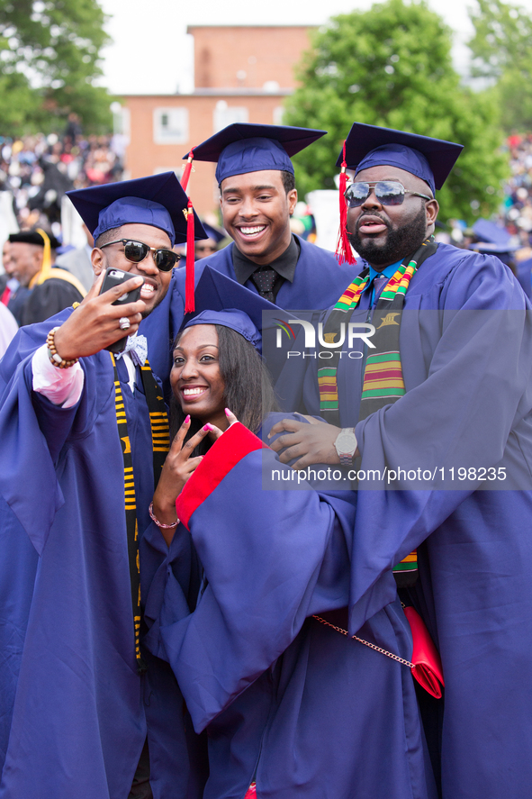 Washington, D.C. — On Saturday, May 7 at Howard University Upper Quandrangle University Campus, graduates pose for a selfie, at the 148th Co...