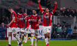 Tijjani Reijnders celebrates a goal during the AC Milan against FC Inter match in Serie A...