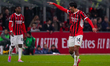 Tijjani Reijnders celebrates a goal during the AC Milan against FC Inter match in Serie A...