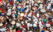 Muslim devotees gather in groups to cook lunch during the Bishwa Ijtema in Tongi, Gazipur,...
