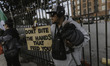 Anti-deportation protesters gather around the 101 freeway in Downtown Los Angeles, United...