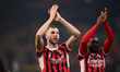 Strahinja Pavlovic of AC Milan celebrates after winning during the Coppa Italia Frecciaros...