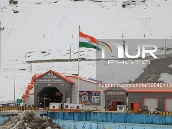 View of the all-weather strategic tunnel that connects the Kashmir Valley with Ladakh in the Gagangir area of Ganderbal, Indian Administered... by Muzamil Mattoo/NurPhoto