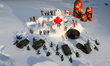 EDMONTON, CANADA - FEBRUARY 10: A snowman holding a Canadian flag stands with silhouettes...