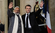 France's President Emmanuel Macron welcomes Indian Prime Minister Narendra Modi as he arri...