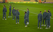Preston North End players inspect the pitch before the Sky Bet Championship match between...