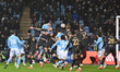 Bobby Thomas of Coventry City scores the first goal with a header, making it 1-0 during th...