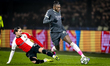 Feyenoord Rotterdam forward Anis Hadj Moussa and AC Milan forward Rafael Leao play during...