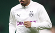 Karim Adeyemi of Borussia Dortmund looks on during the warm-up before the UEFA Champions L...