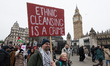 LONDON, UNITED KINGDOM - FEBRUARY 15, 2025: Protesters march to the US Embassy in solidari...