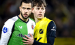 Feyenoord Rotterdam defender David Hancko and NAC Breda forward Leo Sauer participate in t...