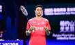 Chinese player Hu Zhe An competes against Farhan Alwi of Indonesia during the Tsingtao Bad...