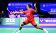 Chinese player Hu Zhe An competes against Farhan Alwi of Indonesia during the Tsingtao Bad...