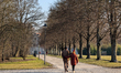 People experience a cold and sunny winter day in Ingolstadt, Upper Bavaria, Bavaria, Germa...