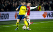 Union Saint-Gilloise forward Franjo Ivanovic and AFC Ajax Amsterdam defender Lucas Rosa pl...