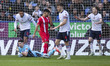 Nathan Baxter #1 (GK) of Bolton Wanderers F.C. gesticulates after making a save during the...