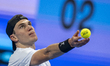 Jack Draper of Britain competes with Andrey Rublev of Russia during the final match of the...
