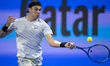 Jack Draper of Britain competes with Andrey Rublev of Russia during the final match of the...
