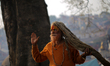 A Sadhu, or Hindu holy man, is pictured on the premises of Pashupatinath Temple on the eve...