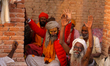 A Sadhu, or Hindu holy man, is pictured on the premises of Pashupatinath Temple on the eve...