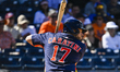 Houston Astros catcher Victor Caratini #17 is at bat during a Grapefruit League spring tra...