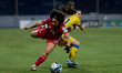 In Ta' Qali, Malta, on February 25, 2025, Maya Lucia of Malta is challenged by Laia Sin of...