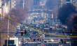 Street traffic is pictured at Kaiserdamm in Berlin, Germany, on February 22, 2025. 