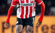 PSV Eindhoven defender Tyrell Malacia participates in the match between PSV and Go Ahead E...