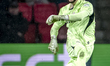 PSV Eindhoven goalkeeper Joel Drommel participates in the match between PSV and Go Ahead E...