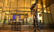 EDMONTON, CANADA - FEBRUARY 25: A view of the Wayne Gretzky statue on the sidewalk outsid...
