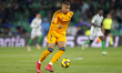 Kylian Mbappe of Real Madrid runs with the ball during the La Liga EA Sports match between...