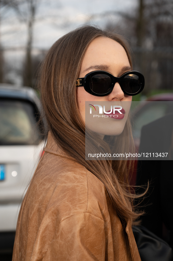 Guests arrive at the Fiorucci show for the autumn/winter 2025-2026 collection in Milan, Italy, on March 1, 2025.  by Antonio Abbruzzese/NurPhoto