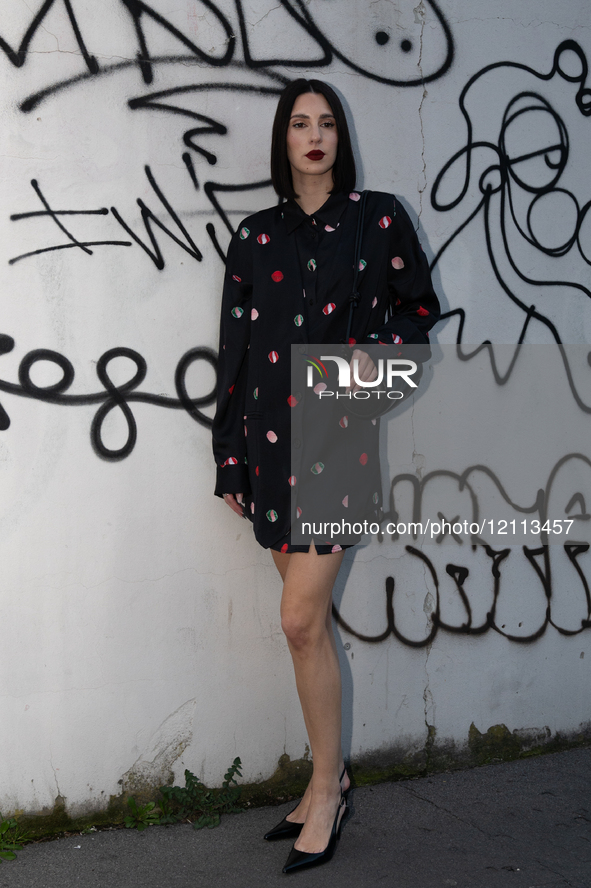 Guests arrive at the Fiorucci show for the autumn/winter 2025-2026 collection in Milan, Italy, on March 1, 2025.  by Antonio Abbruzzese/NurPhoto