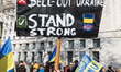 LONDON, UNITED KINGDOM - MARCH 02, 2025: Pro-Ukraine supporters gather outside Downing Str...
