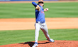 New York Mets minor league pitcher Zach Thornton #21 throws a live bullpen during spring t...
